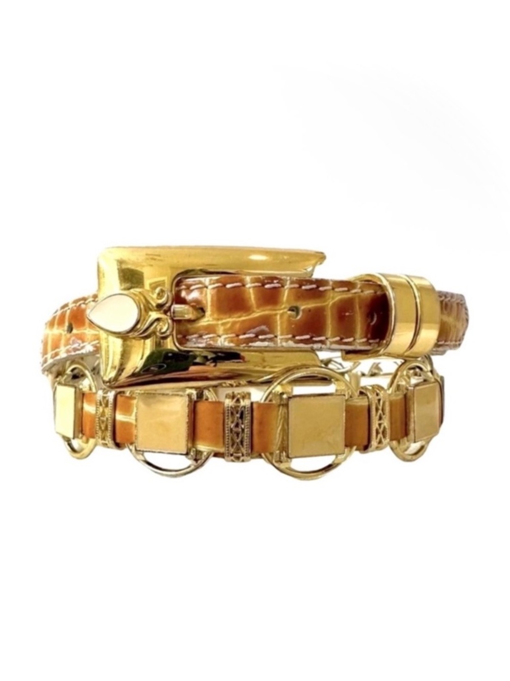 Nanni Milano Vintage Gator/Croc Embossed Leather Chain & Enamel XS